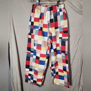 NWT sm wardrobe New York Crazy Clash Colorful Patchwork Wide Leg Women's Large